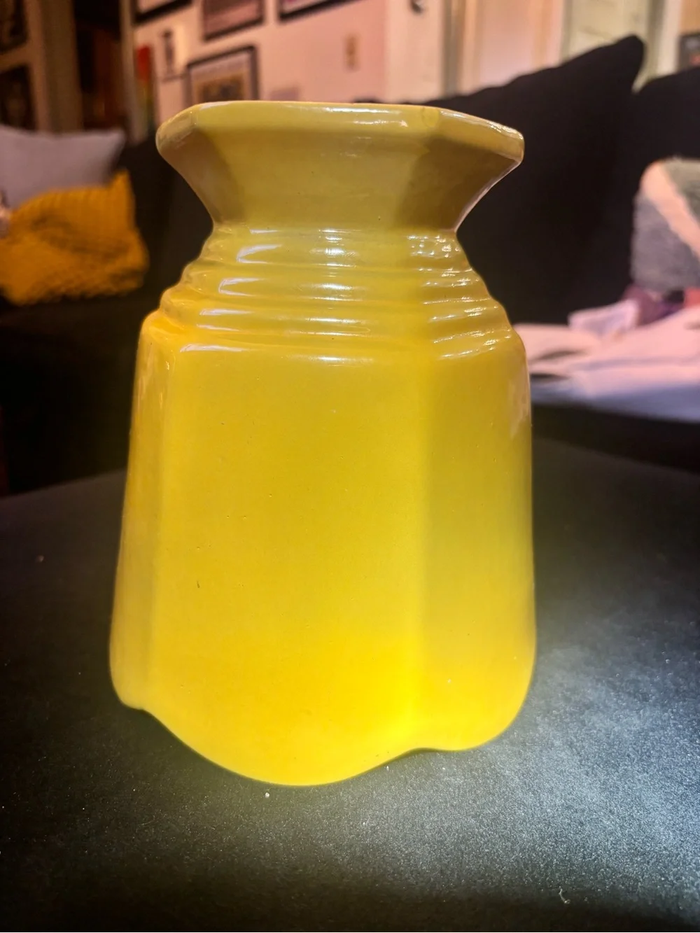 VINTAGE FRANKOMA POTTERY TULIP VASE OR HOUSE PLANTER MCM AUTUMN YELLOW!